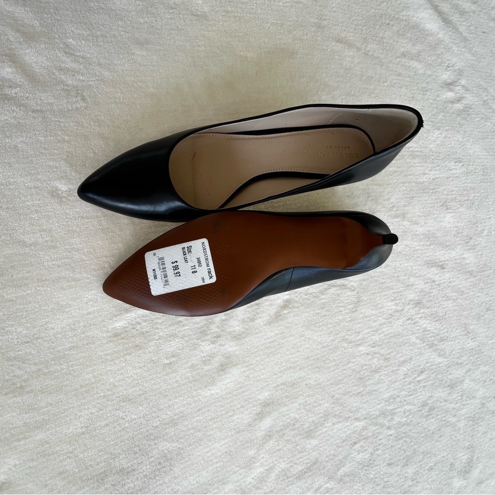 Cole Haan Black Leather Pointed Toe Pumps Size 11B Classic Career Heel - Picture 3 of 4